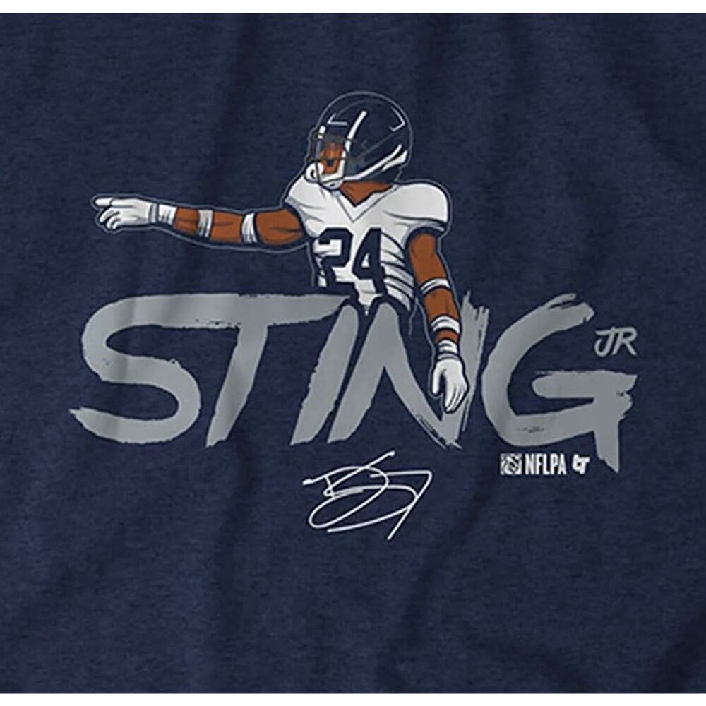BreakingT Men's Derek Stingley Jr. Short Sleeve Crew Neck Cotton T-Shirt Navy MD